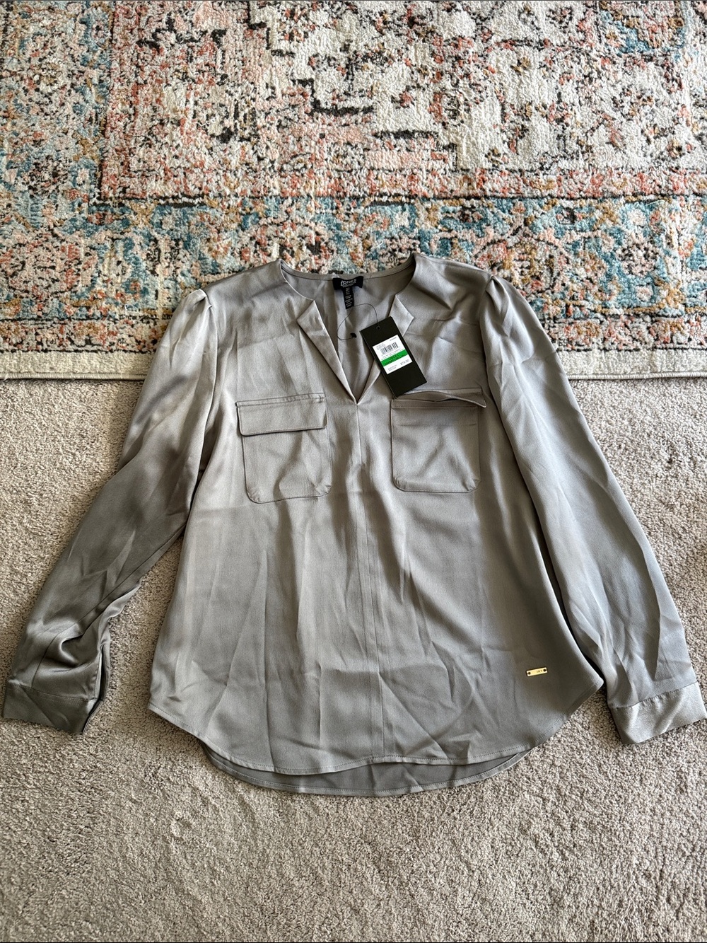 NEW- Jones New York Gray Blouse